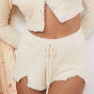 Drawstring Fluffy Hot Pants
