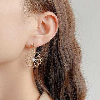 Dangle Flower Ear Stud 1 Pair - De2438 - 925 Silver - One Size