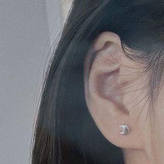 Moon Stud Earring 1 Pair - Silver - One Size