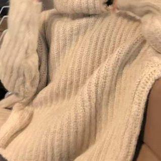 Turtle-neck Over-sized Cardigan As Shown In Figure - One Size