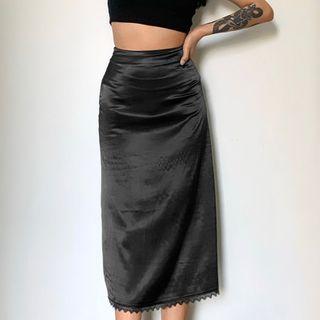 Midi A-line Satin Skirt