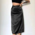 Midi A-line Satin Skirt