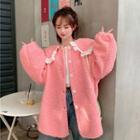 Fleece Buttoned Jacket Pink - One Size