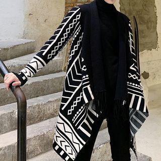 Patterned Open-front Cardigan Black - One Size
