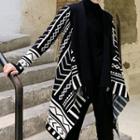 Patterned Open-front Cardigan Black - One Size