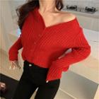 Buttoned Cardigan Red - One Size