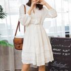Lace 3/4-sleeve Chiffon A-line Dress