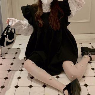 Lace Blouse / Ruffle Overall Dress