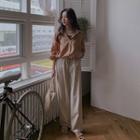 Tab-side Wide-leg Linen Pants
