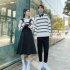 Couple Matching Striped Sweater / Midi Jumper Dress / Cropped Straight-fit Pants