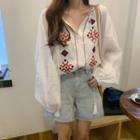 Embroidered Tunic White - One Size