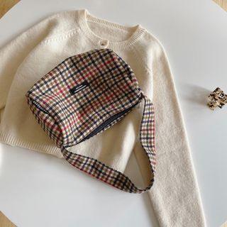 Plaid Shoulder Bag Khaki - One Size
