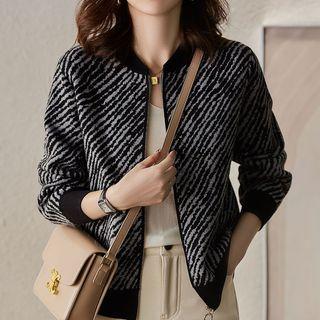 Zebra Knit Zip Jacket