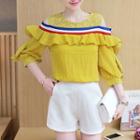 Open Shoulder Elbow-sleeve Nursing Top