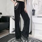 Ribbed Cut-out Wide-leg Pants