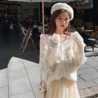 Floral Cardigan / Maxi A-line Mesh Skirt
