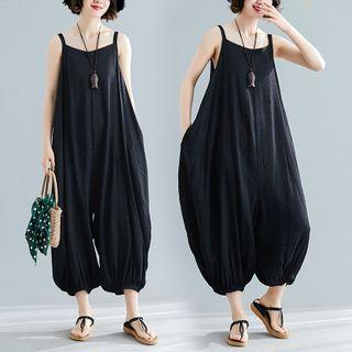 Wide Strap Harem Jumpsuit Black - One Size