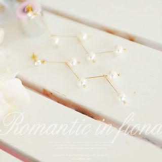 Faux-pearl Zig-zag Earrings