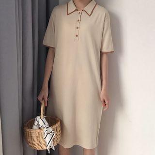 Buttoned Short-sleeve Polo Shirt Dress