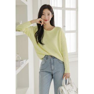 Pastel Drop-shoulder Ribbed T-shirt