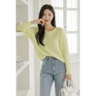 Pastel Drop-shoulder Ribbed T-shirt