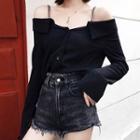 Chain Strap Cold-shoulder Blouse