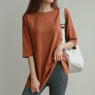 Elbow-sleeve Longline T-shirt