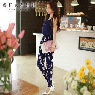 Swan-print Jumpsuit