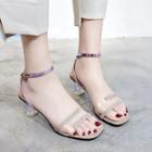 Ankle-strap Transparent Block-heel Sandals