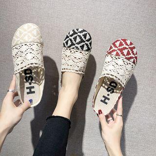 Lace Paneled Patterned Mules