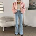 Pintuck Button-detail Flared Jeans