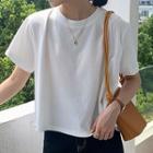 Short-sleeve Linen Blend T-shirt White - One Size