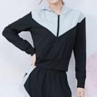 Two-tone Hooded Zip Sports Jacket