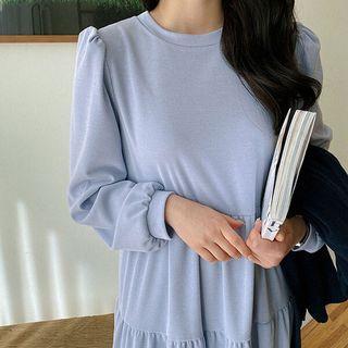 Bishop-sleeve Tiered Long Dress