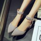 Ankle Strap Pointed Block Heel Pumps