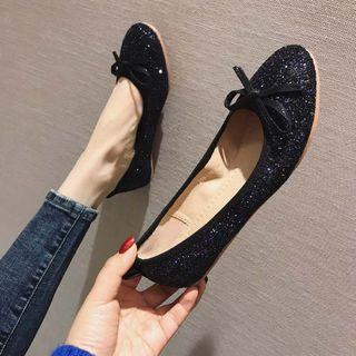 Bow Accent Glitter Flats