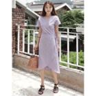 Wrap-front Linen Midi Dress