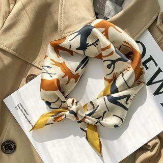 Animal Print Silk Scarf Yellow - 53x53cm - C110