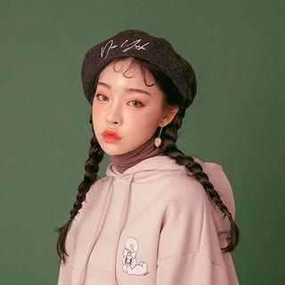 Lettering Ribbon Wool Blend Beret