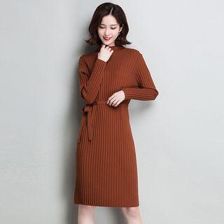 Ribbed Long Sleeve Knit Dress