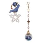 Non-matching Faux Pearl Star Dangle Earring Star - One Size