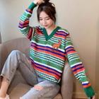 Striped Sweater Green & Blue & Orange - One Size