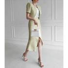 Set: Short-sleeve Open-front Jacket + Mermaid Skirt