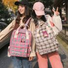 Applique Plaid Fabric Backpack