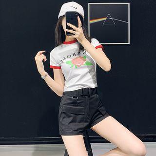 Rose-print Crop T-shirt