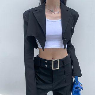 Single-button Asymmetrical Cropped Blazer