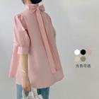 Elbow-sleeve Bow Back Shirt