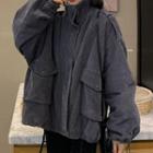Corduroy Flap-pocket Zip-up Jacket