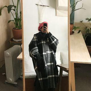 Hooded Checked Long Coat