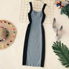 Sleeveless Two-tone Knit Dress